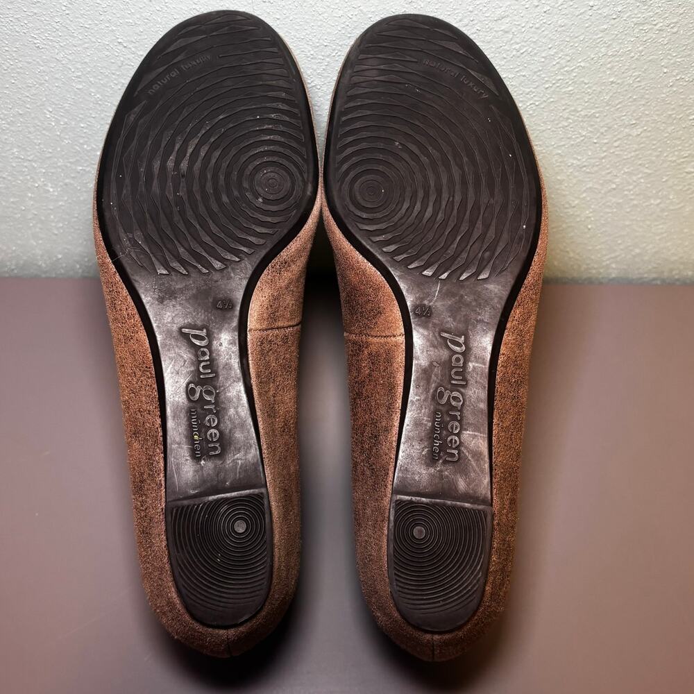 Paul Green Tan Suede Ballerina Wedge Flats Strappy Womens Size UK 4.5 US 7 - Picture 6 of 7